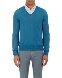 Boglioli V Neck Sweater Blue
