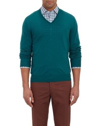 Luciano Barbera V Neck Sweater Green