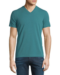 Armani Collezioni Jersey Short Sleeve V Neck T Shirt Green