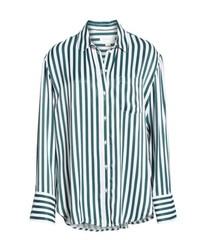 Teal Vertical Striped Dress Shirt