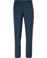 Boglioli Blue Slim Fit Wool And Mohair Blend Suit Trousers