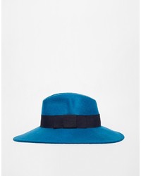 Catarzi Wide Brim Fedora Hat In Teal
