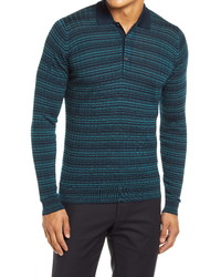 Teal Wool Polo Neck Sweater