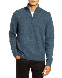 Vince Quarter Zip Marled Wool Cashmere Sweater