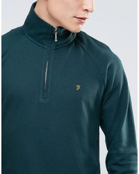 Farah Sweatshirt With 14 Zip In Regular Fit Green