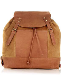Topman Tan Leather Backpack
