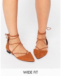 Asos Literal Wide Fit Lace Up Ballet Flats