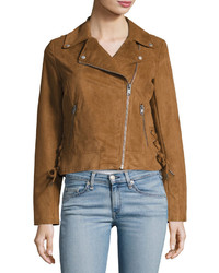 Andrew Marc Marc New York By Farryn Faux Suede Moto Jacket Brown