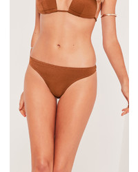 Missguided Mix And Match Super Cheeky Bikini Bottoms Brown