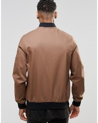 Asos Brand Bomber Jacket With Ma1 Pocket In Light Brown