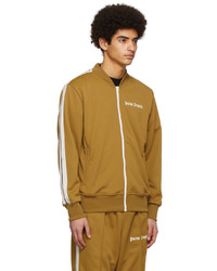 Palm Angels Tan Jersey Zip Up Sweater
