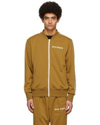 Palm Angels Tan Jersey Zip Up Sweater