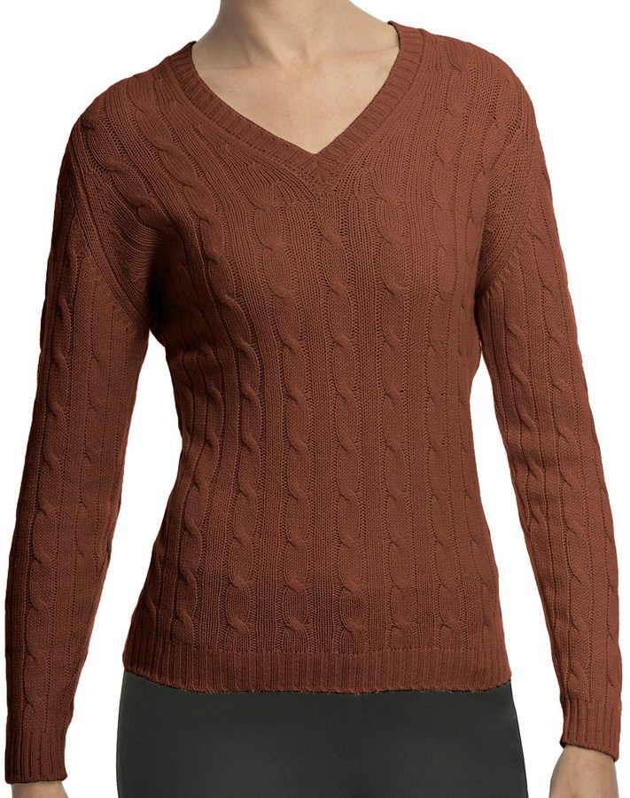 Johnstons of Elgin Cashmere Sweater Cable Knit V Neck | Where to buy