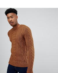 ASOS DESIGN Tall Heavyweight Cable Knit Jumper In Mustard
