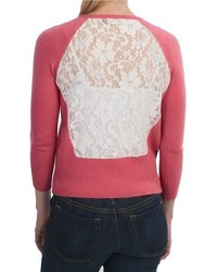 Brodie Cashmere Cardigan Sweater Lace Back