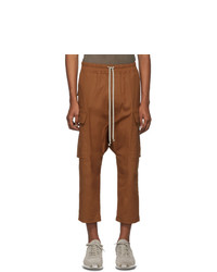 Rick Owens Brown Cropped Drawstring Cargo Trousers
