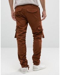 Asos Slim Cargo Pants With Side Tape In Rust