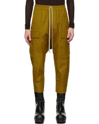 Rick Owens Yellow Cropped Cargo Pants