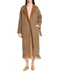 Nanushka Alamo Check Reversible Wool Blend Coat