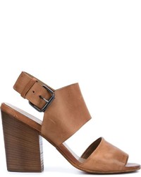 Tobacco Chunky Leather Heeled Sandals