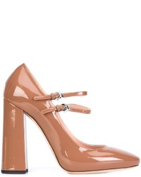 Tobacco Chunky Leather Pumps