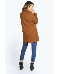 Boohoo Hollie Double Breasted Wool Mix Twill Coat