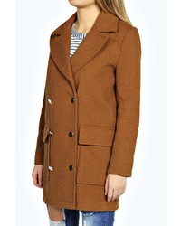 Boohoo Hollie Double Breasted Wool Mix Twill Coat