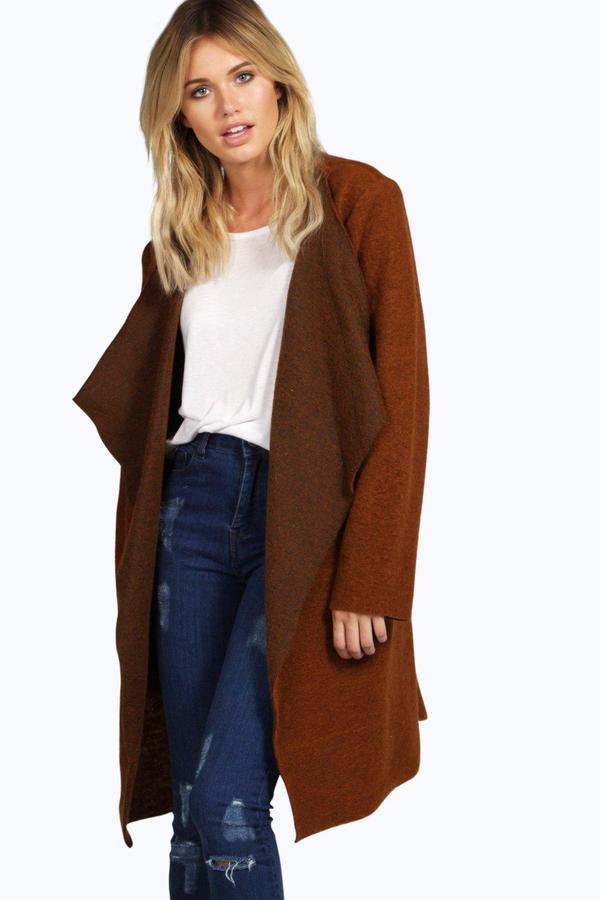 Boohoo Boutique Amy Waterfall Wool Coat, $72 | BooHoo | Lookastic