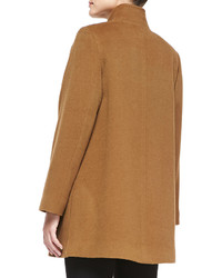 Fleurette Stand Collar Camel Hair Coat