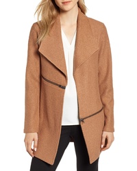 Anne Klein Wing Collar Zip Detail Wool Blend Jacket