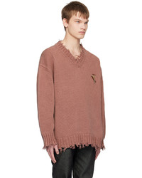 Doublet Burgundy Distressed Sweater