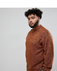 replika Plus Knitted Crew Neck Jumper In Melange