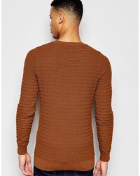 Pull&Bear Sweater In Textured Knit In Rust