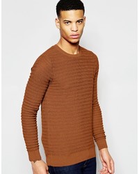 Pull&Bear Sweater In Textured Knit In Rust