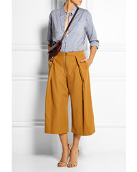 Topshop Unique High Rise Pleated Wool Twill Culottes