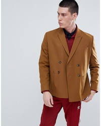 ASOS DESIGN Boxy Double Breasted Blazer In Camel