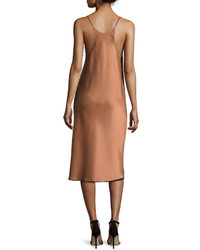 DKNY Sleeveless Reversible Satin Slip Dress Copperblack