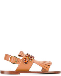 Marni Jewel Embellished Fringe Sandals