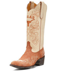 Tobacco Embroidered Leather Boots
