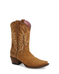 Tobacco Embroidered Leather Cowboy Boots