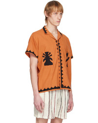 HARAGO Orange Kutch Appliqu Shirt