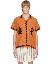 HARAGO Orange Kutch Appliqu Shirt