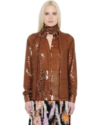 Tobacco Embroidered Sequin Shirt