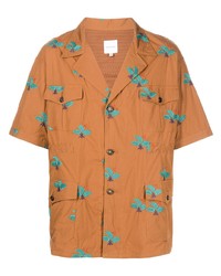 Tobacco Embroidered Short Sleeve Shirt
