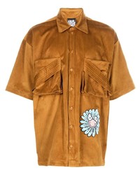 Garbage Tv Floral Embroidery Short Sleeve Shirt