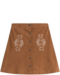 The Kooples Suede Skirt With Embroidery