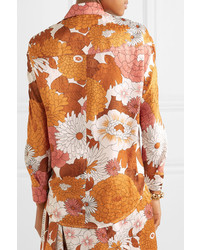Dodo Bar Or Noemie Floral Print Silk Jacquard Shirt