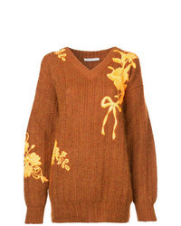 Tobacco Floral Oversized Sweater