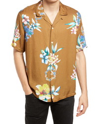 AllSaints Hana Floral Short Sleeve Button Up Camp Shirt