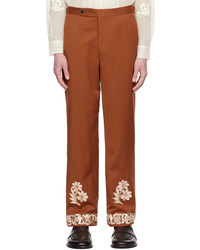 Bode Brown Gilded Floral Trousers